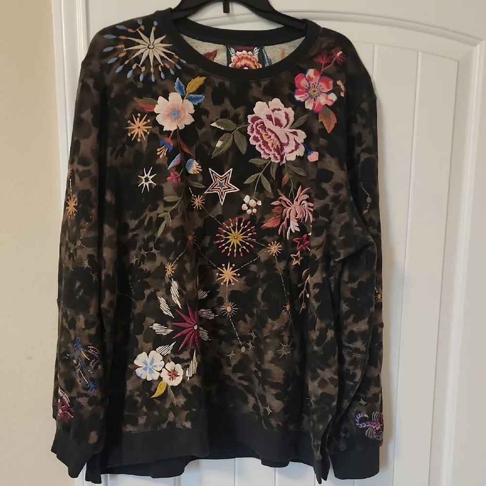 Johnny Was Multicolor Embroidered Sweatshirt - Picture 2 of 3
